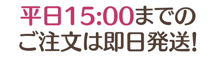 平日15:00までのご注文は即日発送!